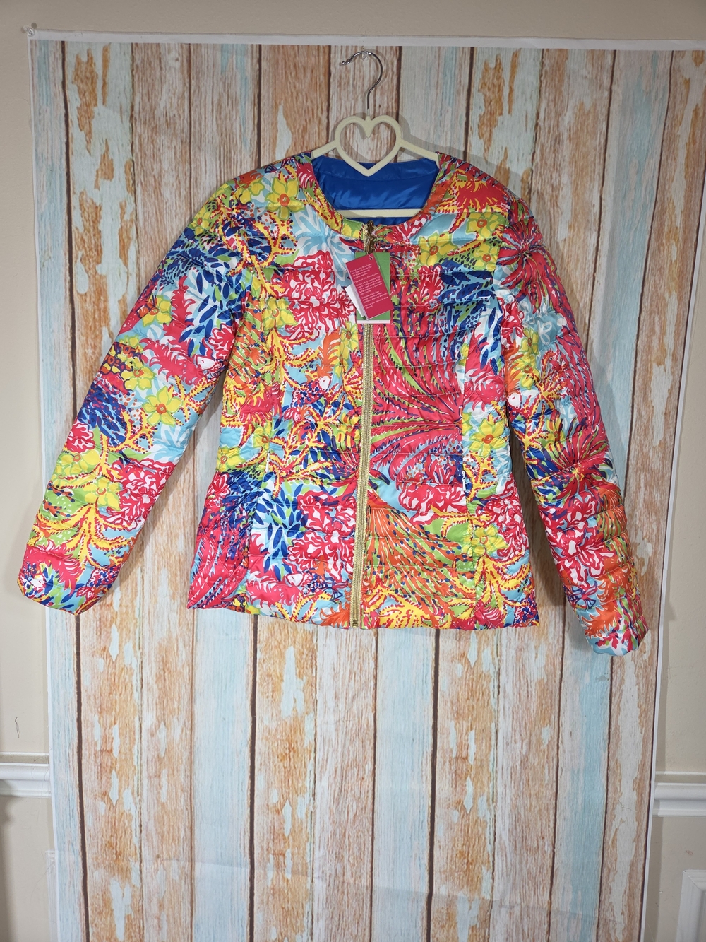 Lily Pulitzer "Fishing For Compliments" Reversible Floral Quilted Jacket. Size S